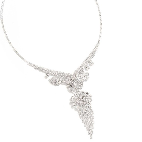 Rhinestone White Austrian Crystal Bracelet (6.00 In) attached Ring Size 6 Cuff - Picture 10 of 10